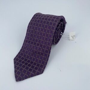 Eton Tie Mens One Size Purple Circle Print Silk Classic Necktie Italy Made